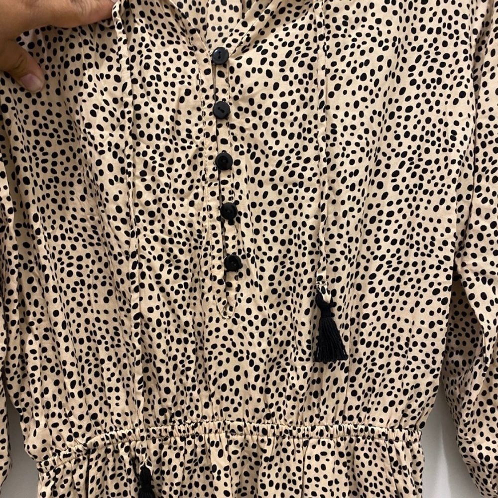 Beachgold Chelsea Tan Black Long SleeveCoverup Polka Dot Romper Women's XS - Picture 9 of 12